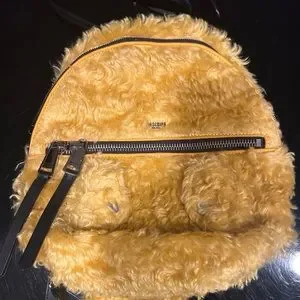 New never used …. Moschino Yellow Furry Fur  Backpack Another one. Hat & Bag: @jdfashionmonsta Coat: @shopakira  main image 4